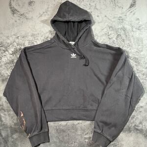 Y2K Crop Top Adidas Faded Distressed Hoodie Women's Size Medium